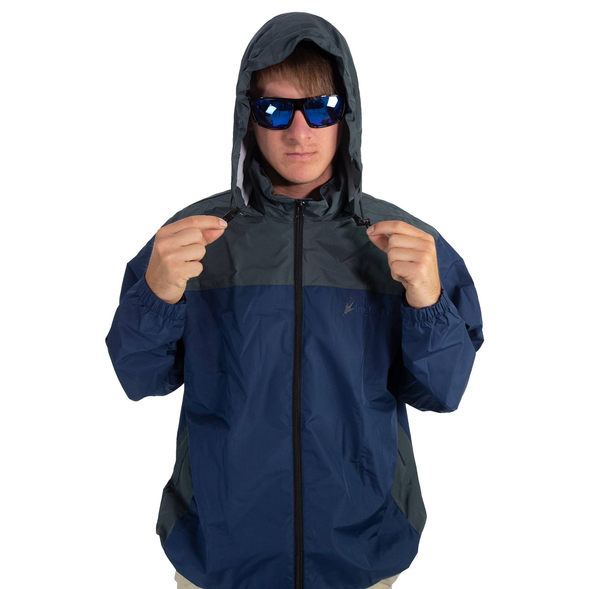 Frogg Toggs River Toadz Rain Jacket with Set-In Sleeves, Waterproof Rain Gear for Men, Blue/Slate, Size XL/2X