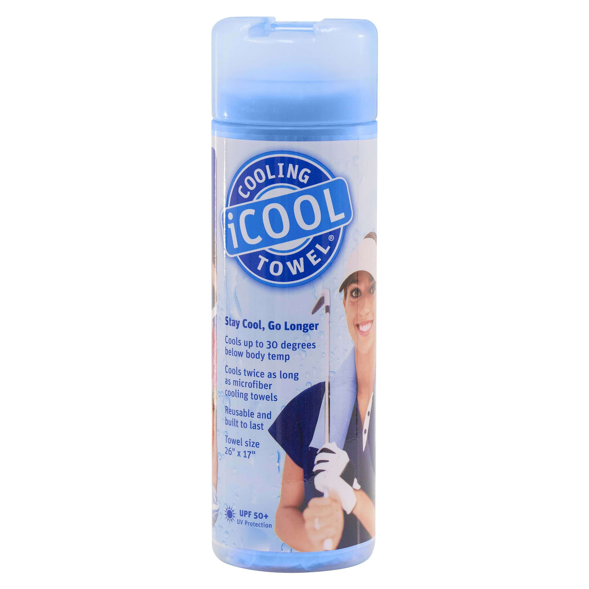 Frogg Toggs iCOOL PVA Cooling Towel, Reusable and Washable Towel, 26” x 17”, Sky Blue
