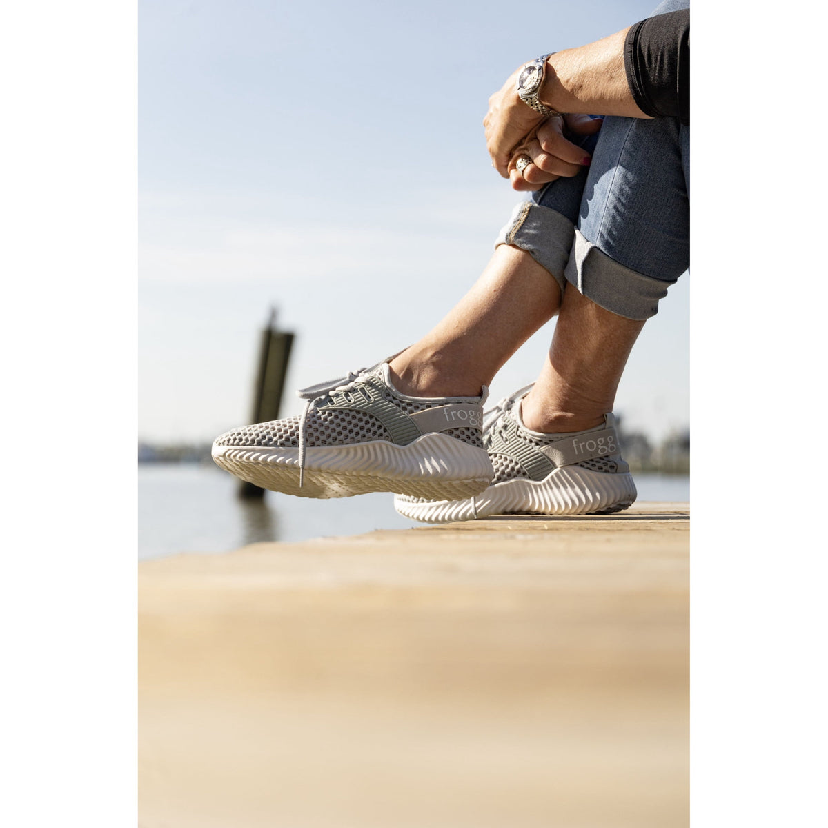 Frogg Toggs Aquastep Water Shoes for Women, Quick-Dry Mesh Sneakers with Collapsible Heel, Blue, Size 9