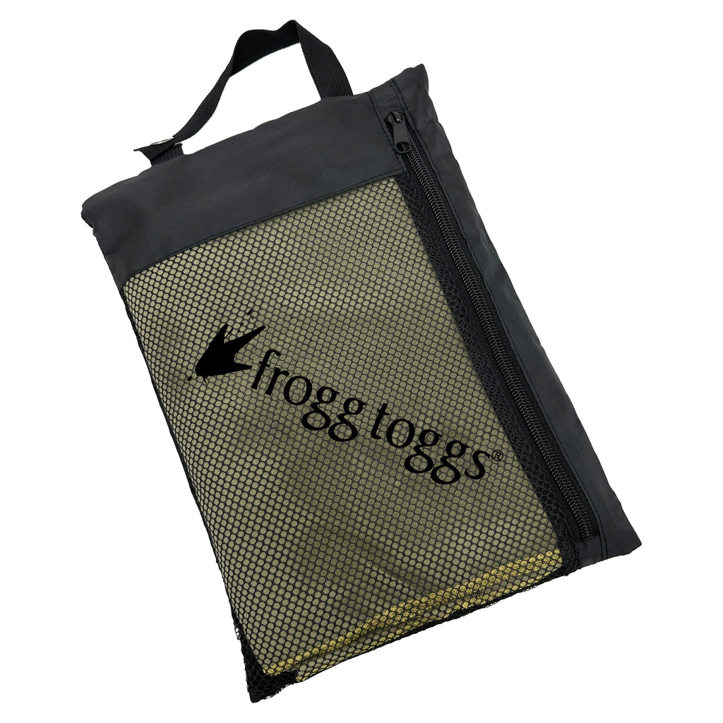 Frogg Toggs Camp Beach Towel, Soft and Absorbent Microfiber Towel with Zippered Bag, 35” x 62”, OD Green