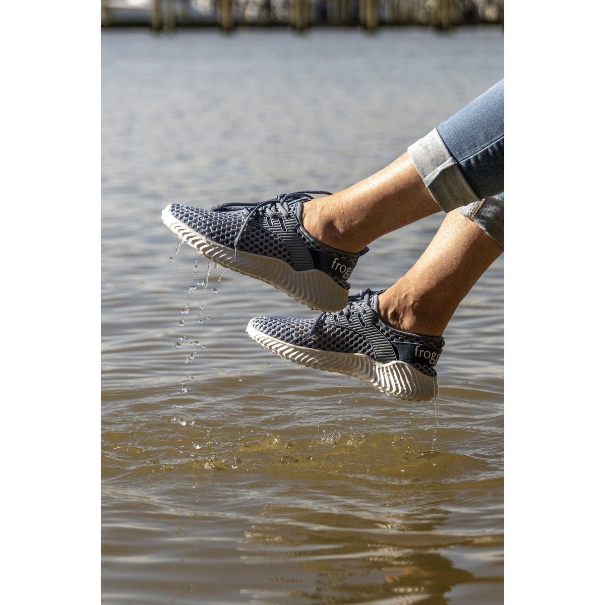 Frogg Toggs Aquastep Water Shoes for Women, Quick-Dry Mesh Sneakers with Collapsible Heel, Blue, Size 9