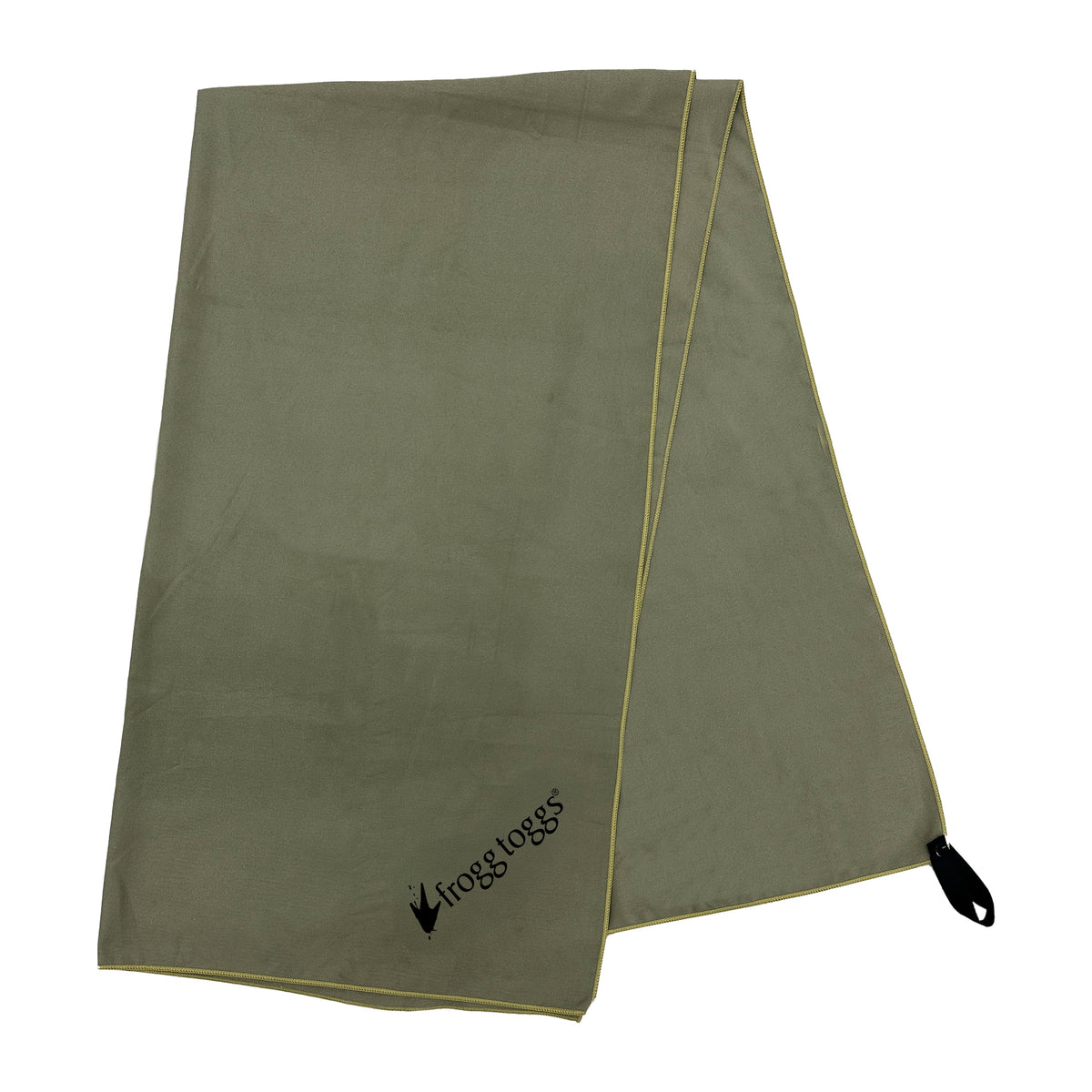 Frogg Toggs Camp Beach Towel, Soft and Absorbent Microfiber Towel with Zippered Bag, 35” x 62”, OD Green