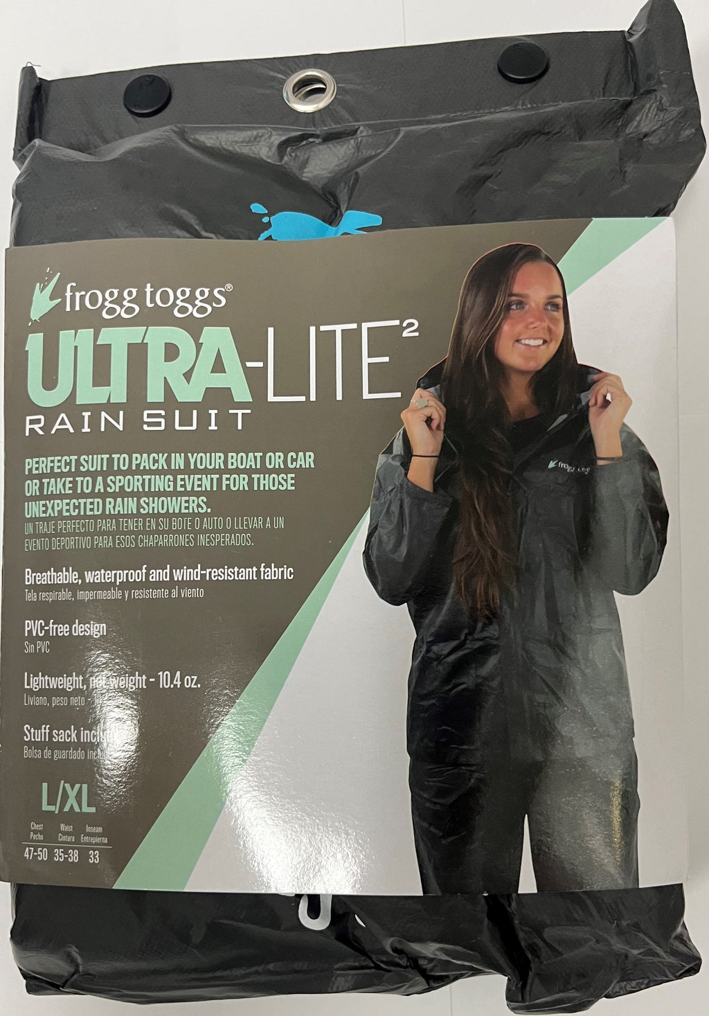 Frogg Toggs Ultra-Lite2 Rain Suit for Women, Lightweight Waterproof Pants and Jacket, Carbon Black, Large/XLarge