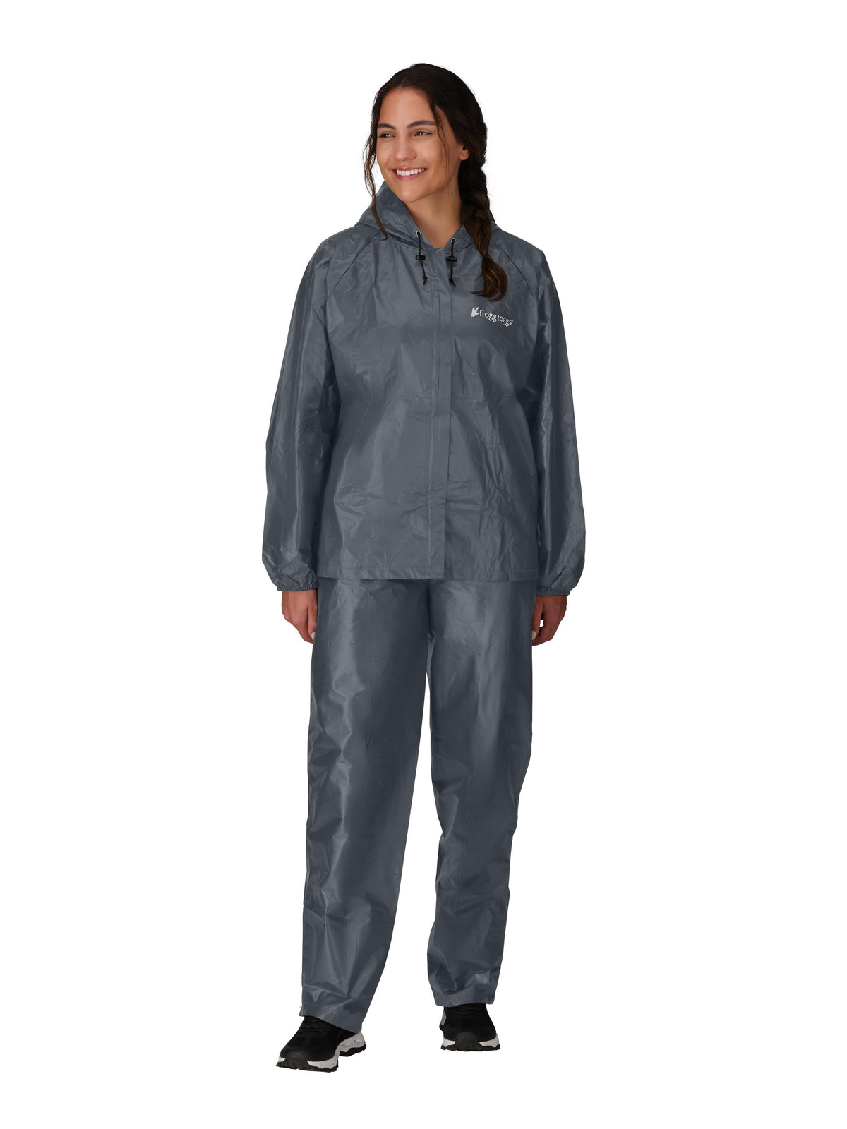 Frogg Toggs Ultra-Lite2 Rain Suit for Women, Lightweight Waterproof Pants and Jacket, Carbon Black, Large/XLarge