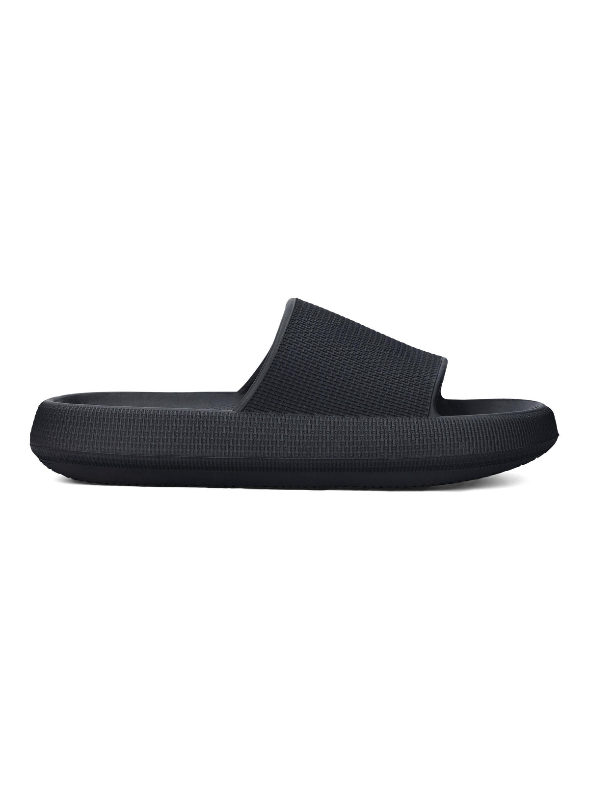 Frogg Toggs Squisheez Slip-On Slide Sandals for Men, Soft and Squishy Slides, Black, Size 7