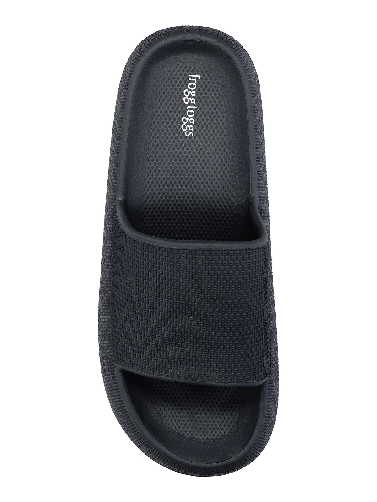 Frogg Toggs Squisheez Slip-On Slide Sandals for Men, Soft and Squishy Slides, Black, Size 7