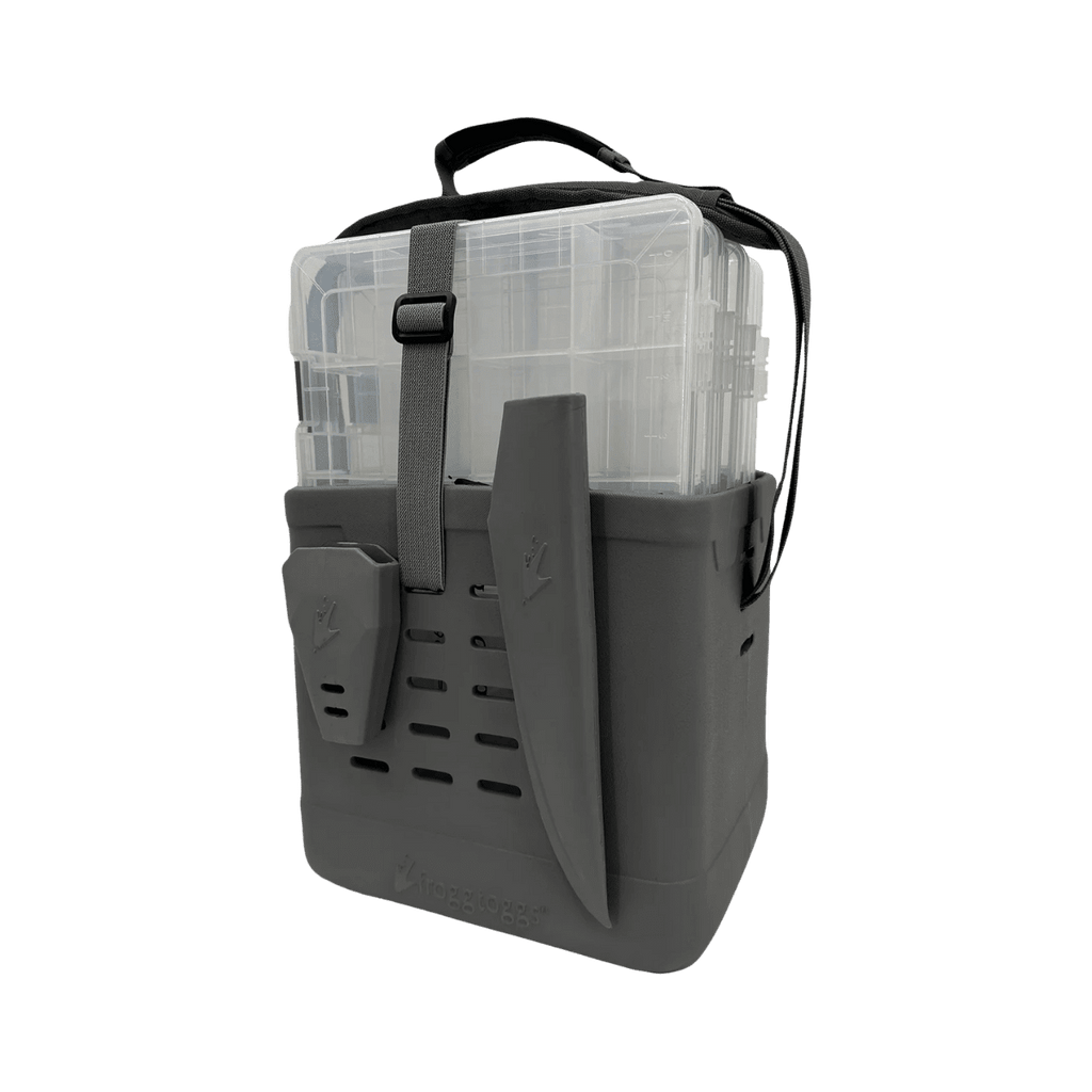 Frogg Toggs Fishing Tackle Vault Tote 3700 Kit with with 4 Utility Trays and MOLLE Slots, Gray