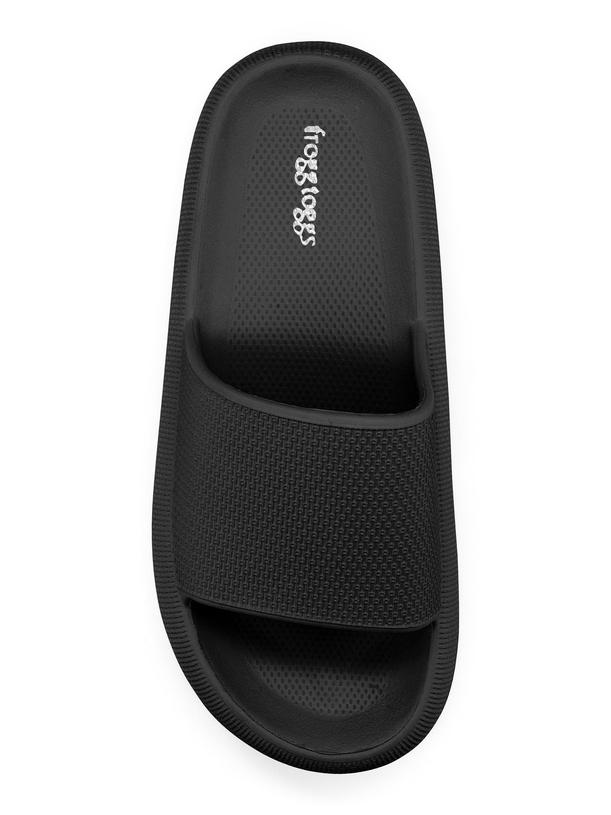 Frogg Toggs Squisheez Slip On Slide Sandals for Women, Soft and Squishy Slides, Black, Size 6