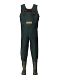 Frogg Toggs Youth Amphib 3.5mm Neoprene Chest Waders with Thinsulate Rubber Boots, Forest Green, Size 4