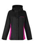 Frogg Toggs StormWatch Jacket, Waterproof Jacket for Women with Adjustable Hood, Black/Pink, Extra Large