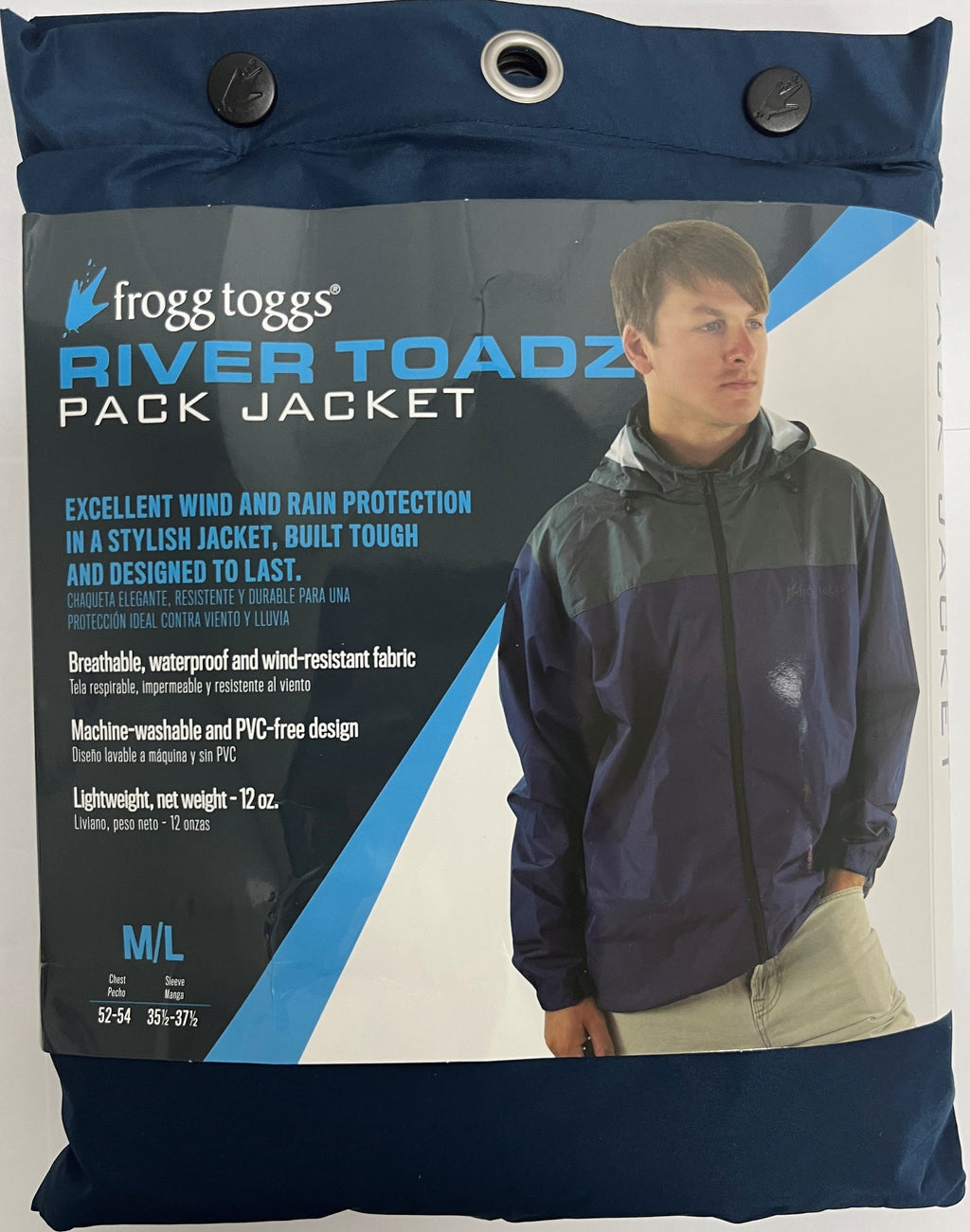 Frogg Toggs River Toadz Rain Jacket with Set-In Sleeves, Waterproof Rain Gear for Men, Blue/Slate, Size XL/2X