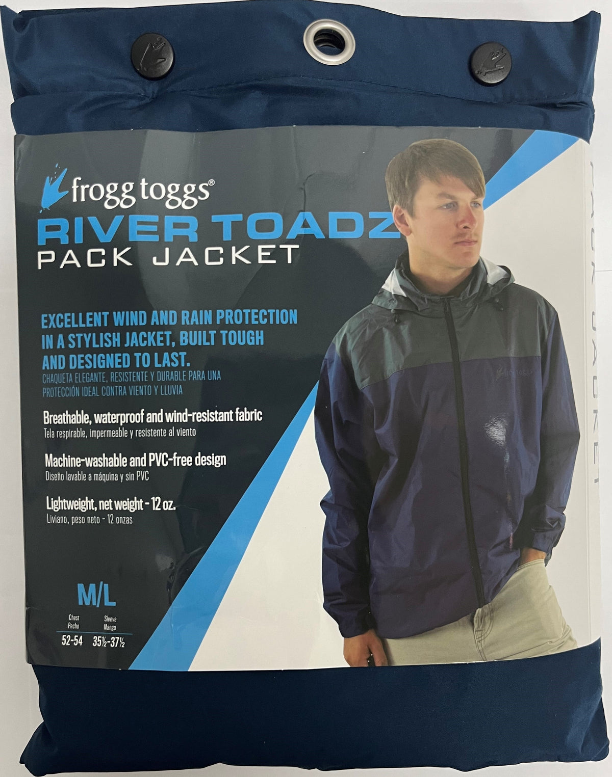 Frogg Toggs River Toadz Rain Jacket with Set-In Sleeves, Waterproof Rain Gear for Men, Blue/Slate, Size XL/2X