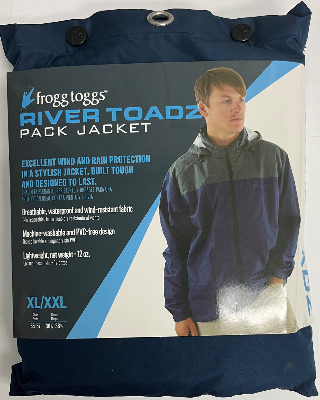 Frogg Toggs River Toadz Rain Jacket with Set-In Sleeves, Waterproof Rain Gear for Men, Blue/Slate, Size XL/2X