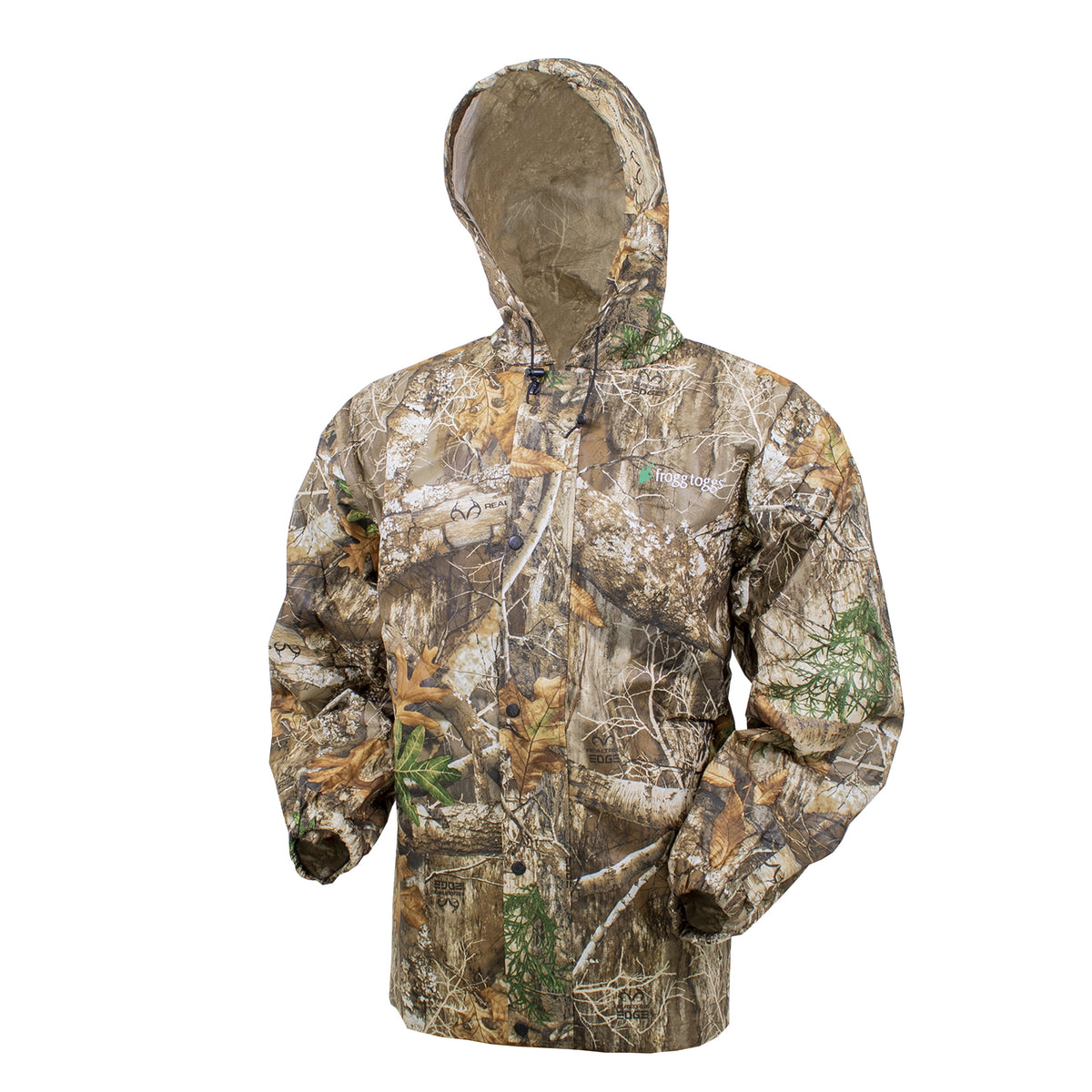 Frogg Toggs All-Purpose Rain Suit for Men, Waterproof Bi-Laminate Camo Pants & Jacket, Realtree Edge, Size MD/LG
